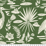 Low Country Egret, White on Moss Green, Large Wallpaper