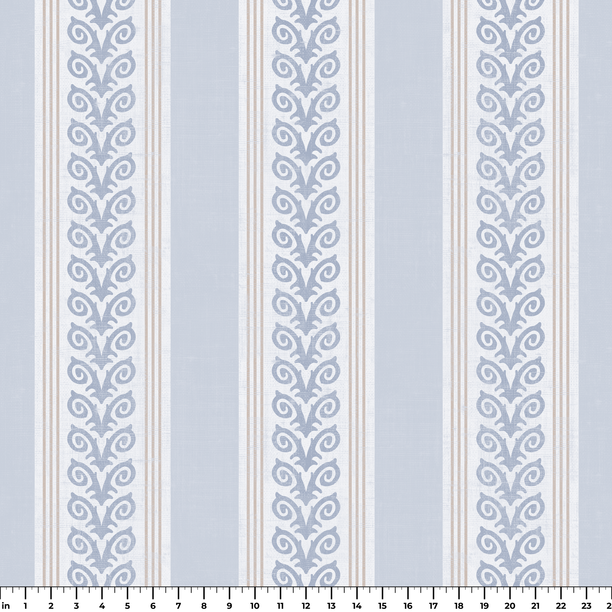 Fiddlehead Stripe, Blue and Brown, Large Wallpaper