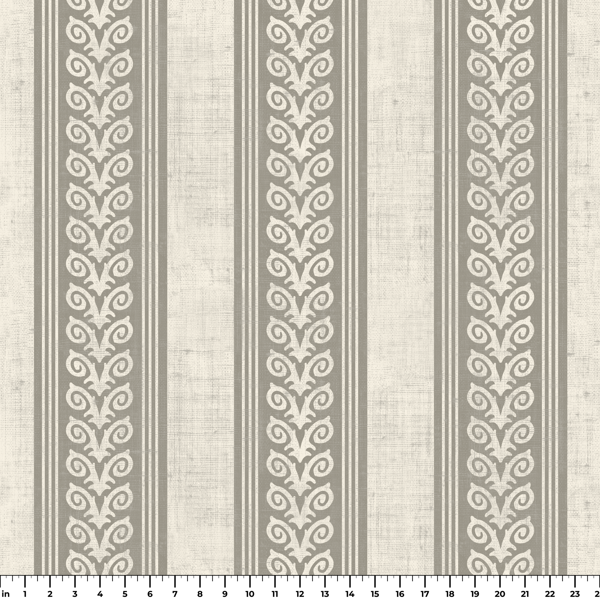 Fiddlehead Stripe, Greige, Large Wallpaper