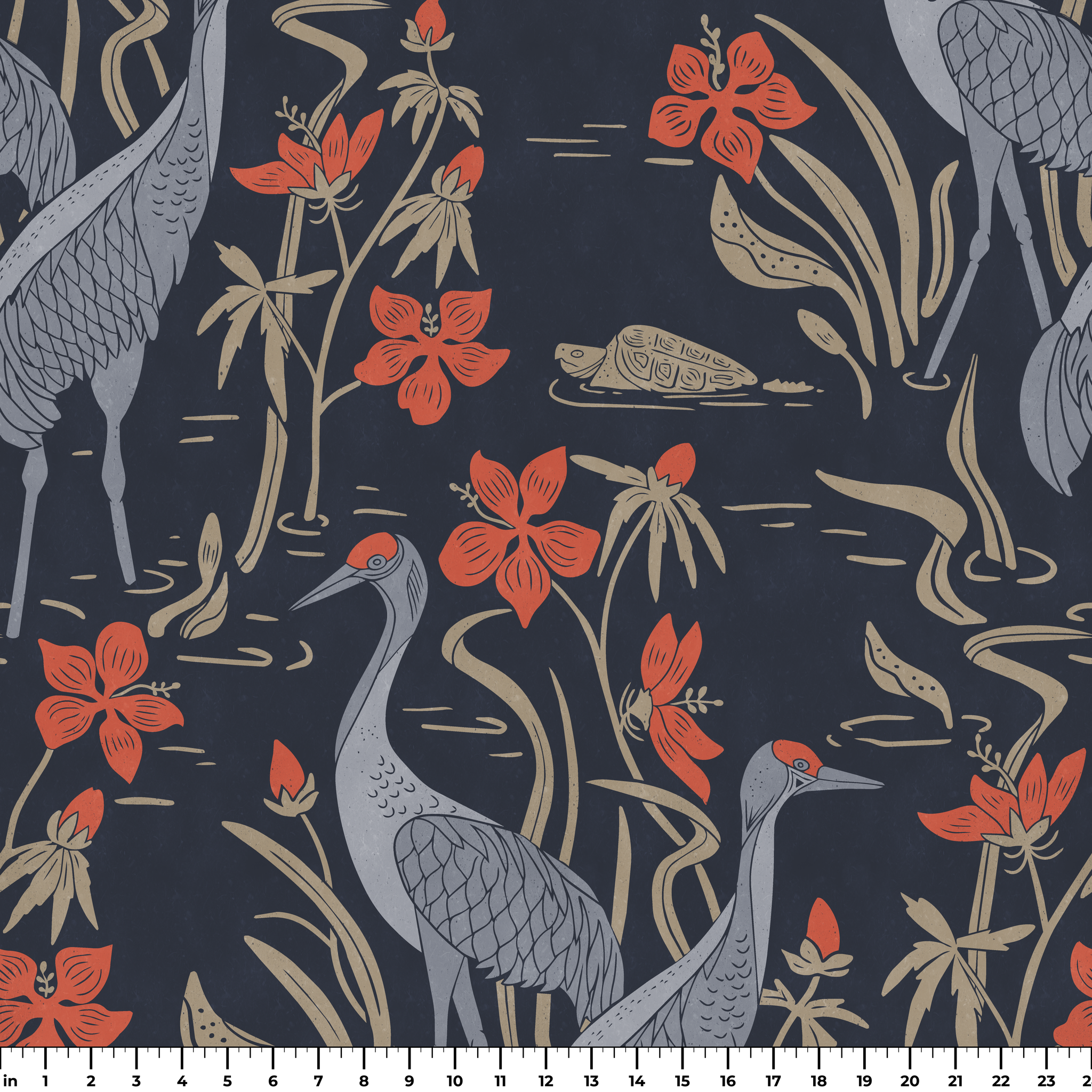 Sandhill Cranes, Multi on Charcoal, Large Wallpaper