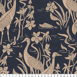 Sandhill Cranes, Monochromatic Antique Gold on Charcoal, Large Wallpaper