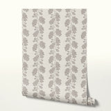 Oak leaves and acorns pattern in taupe gray on cream background