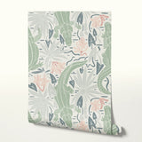 Alligator River, Muted Multicolor Warm Greens, Large Wallpaper
