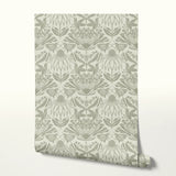 The Pollinators, Dark Sage on Light, Medium Wallpaper