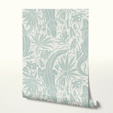 Alligator River, Pale Blue/Green on White, Large Wallpaper
