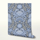 Tidal Pool, Soft Blue on Navy, Large Wallpaper
