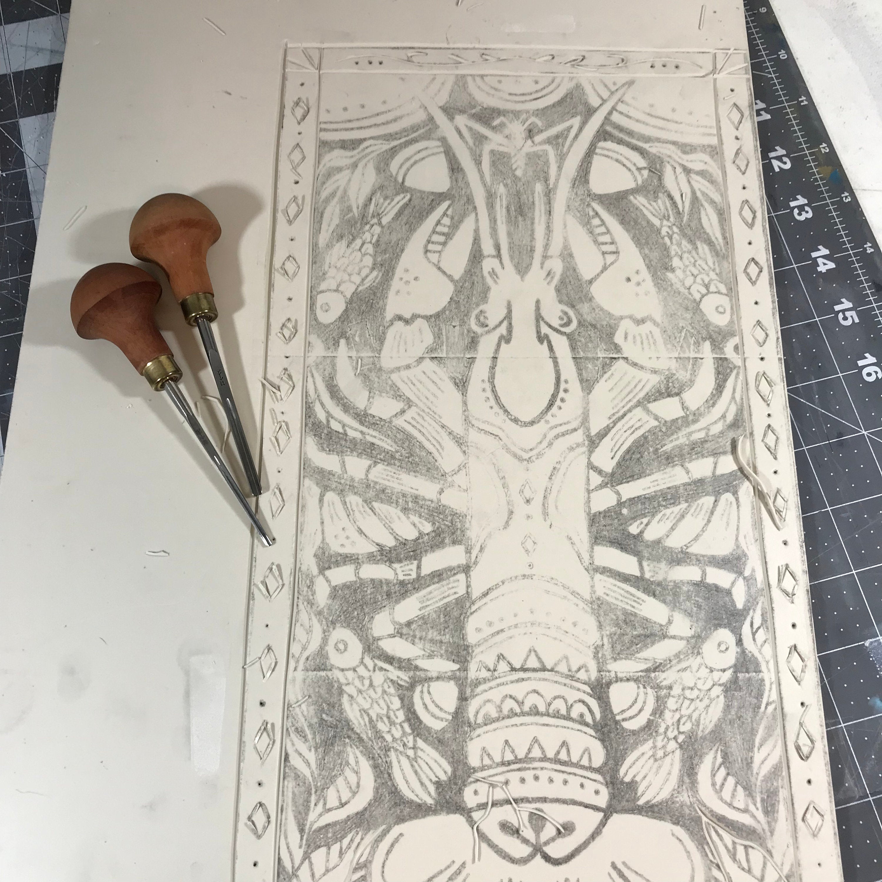 Crayfish, Hand pulled block print  Limited Edition Black and White. Naturalist Woodland Wall Art