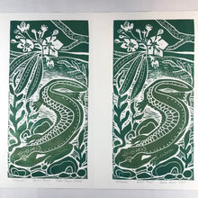 Load image into Gallery viewer, Hellbender Salamander, Artist Proof.  Full color Hand pulled block print, on 12x18 sustainable paper
