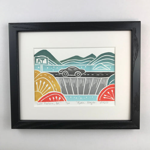 Lake Fontana. Mini Block Print, Limited Edition, wall art