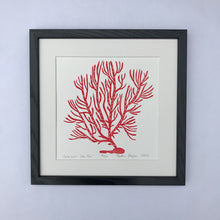 Load image into Gallery viewer, Lace Sea Fan, Bright Red, Hand Pulled Block print with 12x12 inch mat
