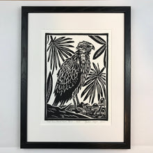Load image into Gallery viewer, Red Shouldered Hawk, Juvenile black and White Block Print, Limited Edition, w/ 12 x 16 Matboard
