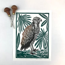 Load image into Gallery viewer, Red Shouldered Hawk, Juvenile Full color Block Print, Limited Edition, w/ 12 x 16 Matboard
