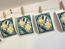 Load image into Gallery viewer, Yellow Lady’s Slipper, Mini Block Print, Limited Edition, Woodland wall art

