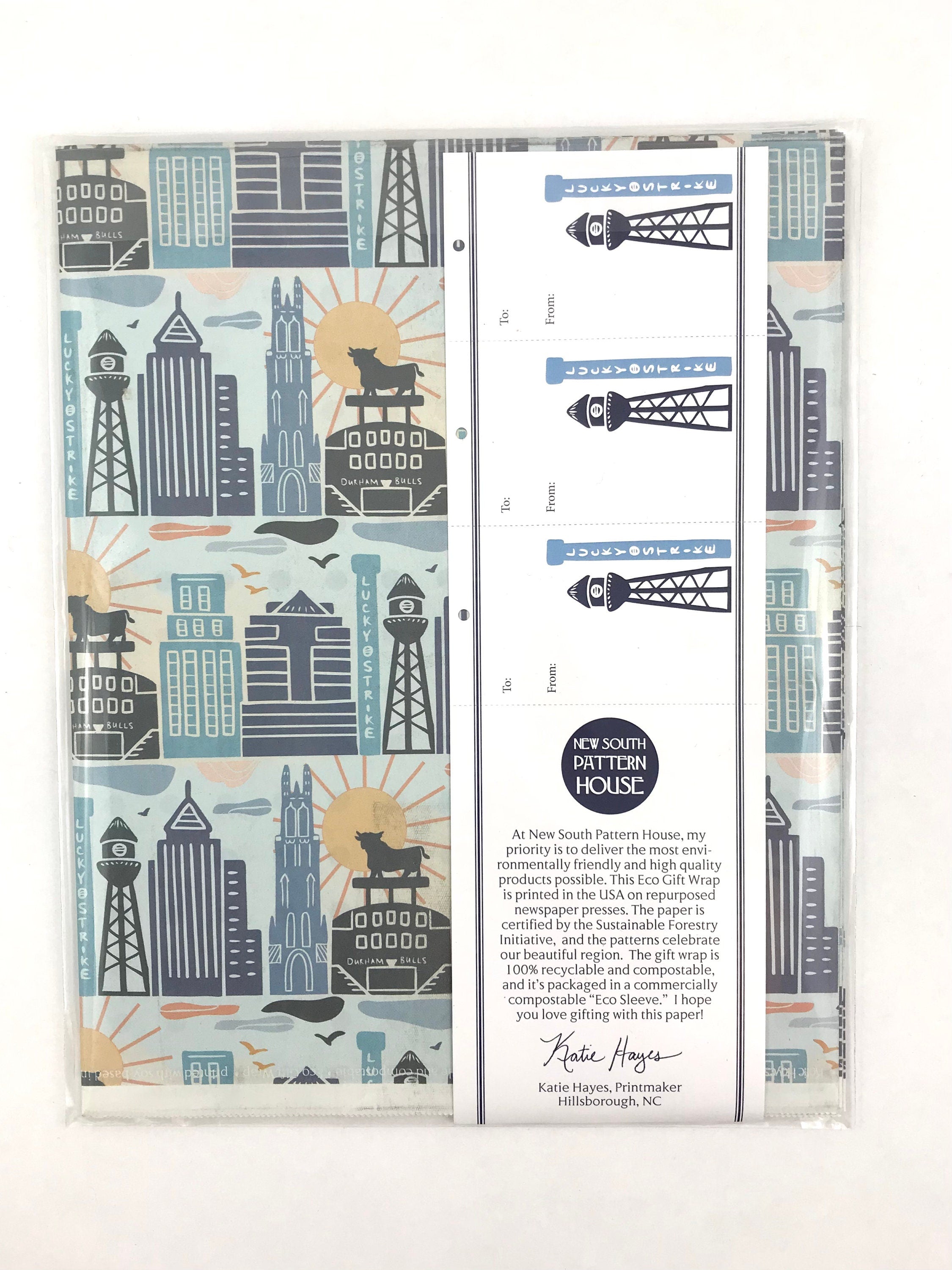 Eco Giftwrap, Durham, NC. Set of 3 sheets, 21.5x34 inches each.
