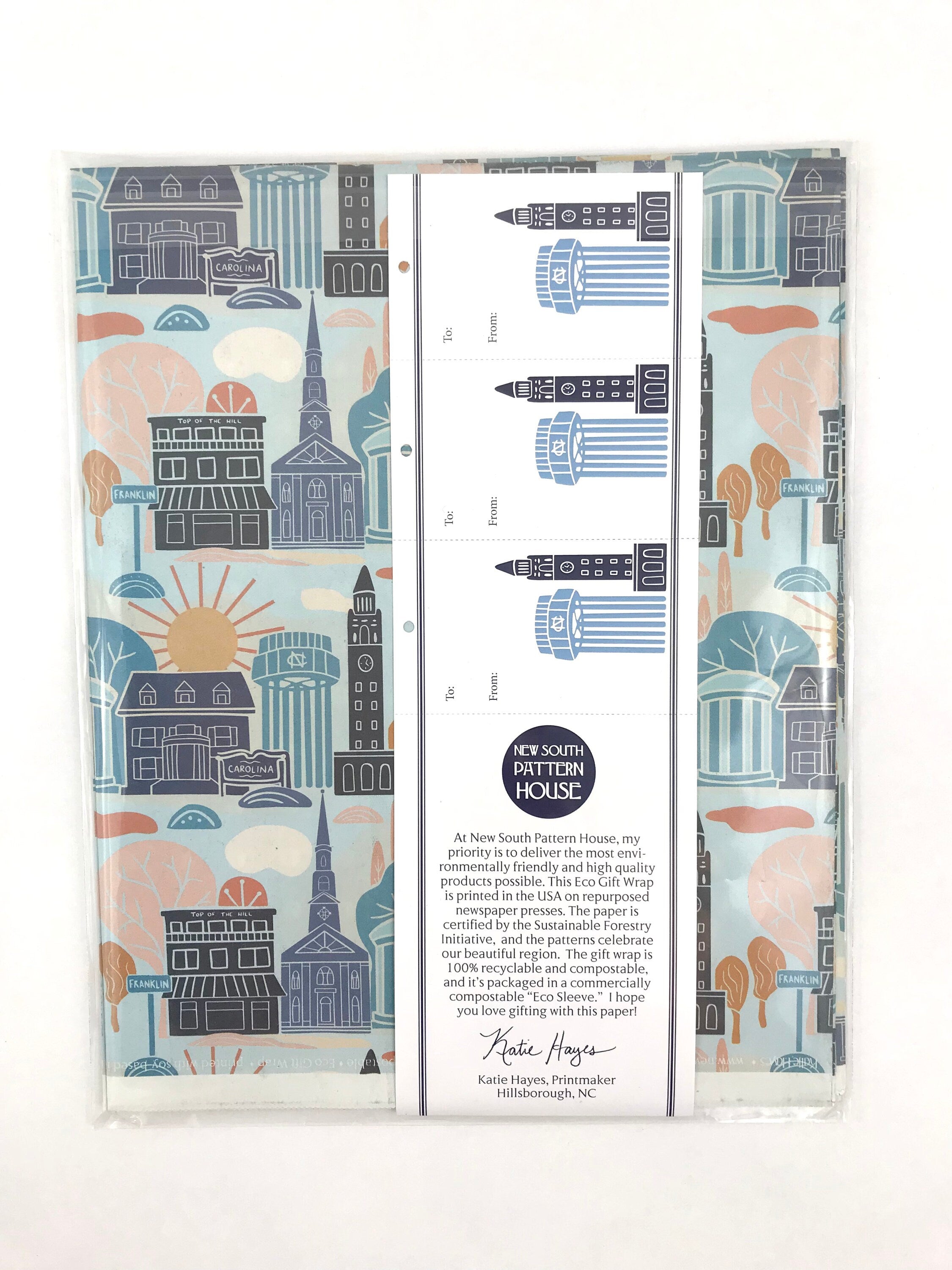 Eco Giftwrap, Chapel Hill, NC. Set of 3 sheets, 21.5x34 inches each.