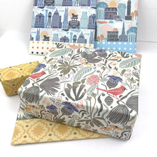 Load image into Gallery viewer, Eco Giftwrap, Peck and Plume,  Set of 3 sheets, 21.5x34 inches each.
