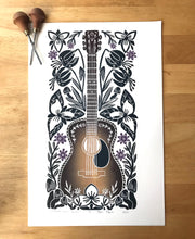 Load image into Gallery viewer, Wildwood Flower, Sunburst edition, Hand pulled Guitar, full color with 13x19 mat
